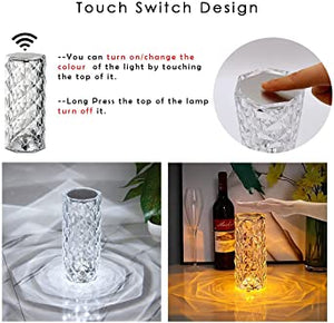 16 Colors Diamond Rose Crystal Touch Lamp - My Store