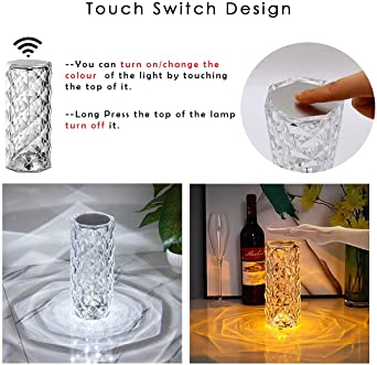 16 Colors Diamond Rose Crystal Touch Lamp - My Store